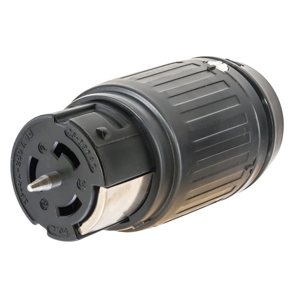 Locking Connector, 50 A, 250V AC, Three Phase, 3 Pole, Spring Clamp Terminals